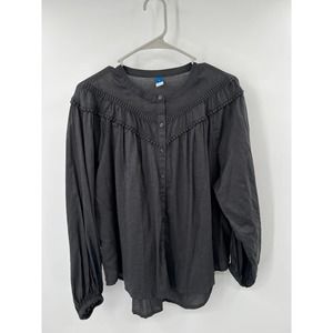 Old Navy women's dark grey 3/4 sleeve boho flowy top shirt blouse size medium